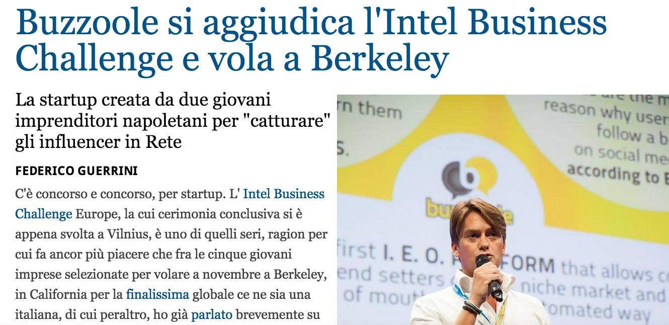 Intel Global Challenge: Buzzoole among the first 8 worldwide startups!