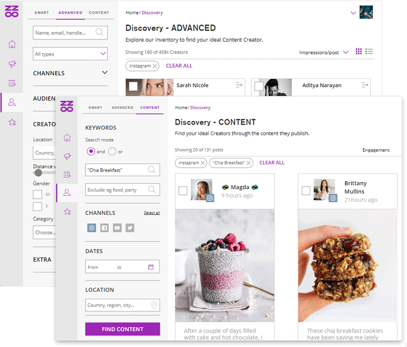 influencer discovery e content search