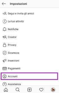 Come passare al profilo creator, impostazioni instagram