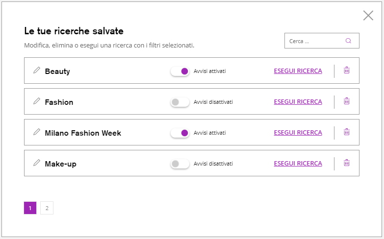 ricerche salvate Buzzoole Discovery
