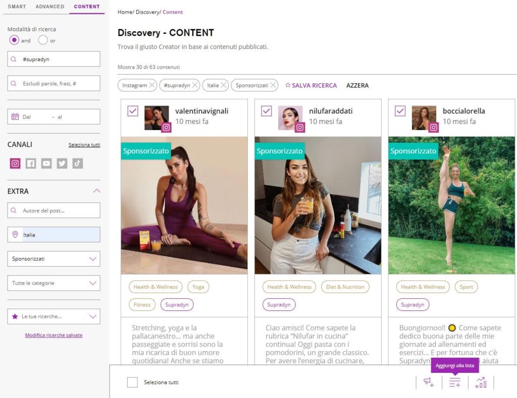 buzzoole discovery sezione content