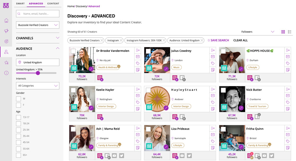 audience influencer buzzoole discovery